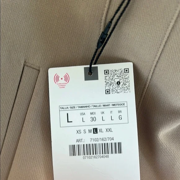 Zara high waisted women Tan Pants Sz L NWT - Picture 4 of 5